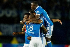 Celebracion del gol de Riascos